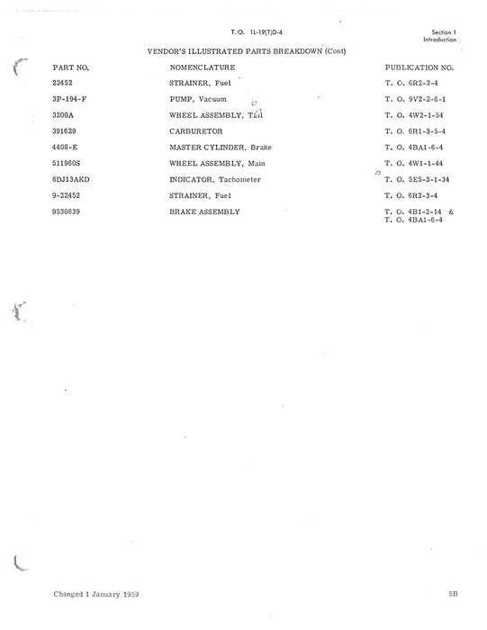 Cessna TL-19D Series 1957 Illustrated Parts Breakdown (1L-19(T)D-4)