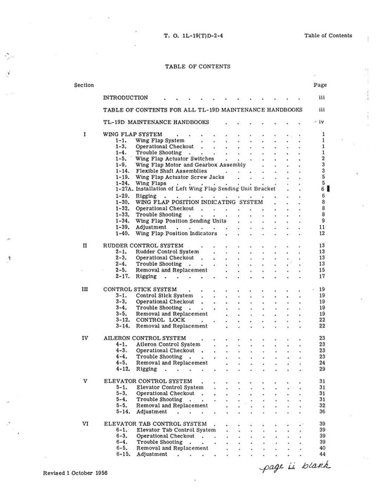Cessna TL-19D Series 1956 Maintenance Instructions Flight Controls (1L-19(T)D-2-4)