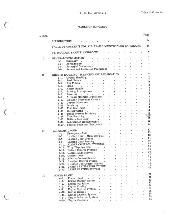 Cessna TL-19D Series 1956 Maintenance Instructions General Airplane (1L-19(T)D-2-1)