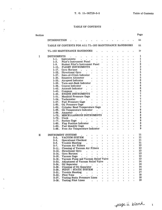 Cessna TL-19D Series 1957 Maintenance Manual Instruments(1L-19(T)D-2-5)
