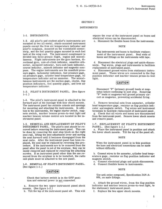 Cessna TL-19D Series 1957 Maintenance Manual Instruments(1L-19(T)D-2-5)