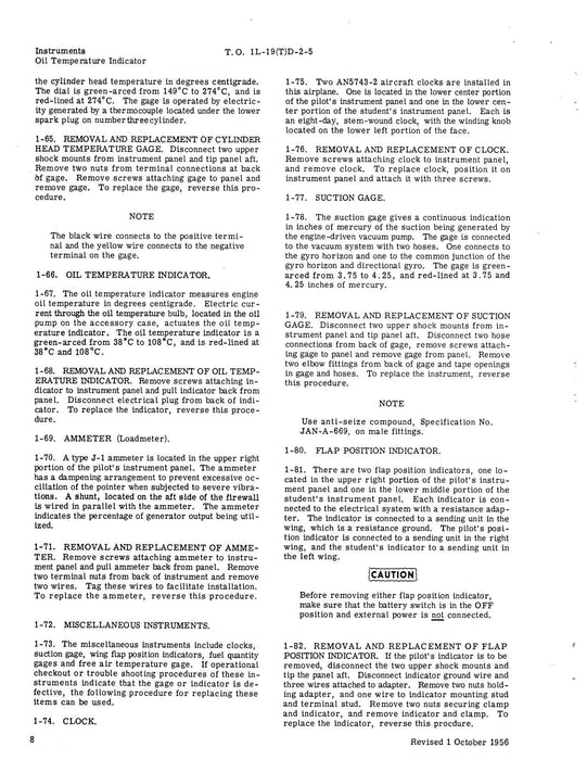 Cessna TL-19D Series 1957 Maintenance Manual Instruments(1L-19(T)D-2-5)