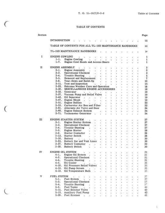 Cessna TL-19D Series 1956 Maintenance Instructions Power Plant and Related Systems (1L-19(T)D-2-3)