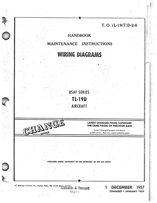 Cessna TL-19D Series 1957 Maintenance Instructions Wiring Diagrams (1L-19(T)D-2-8)
