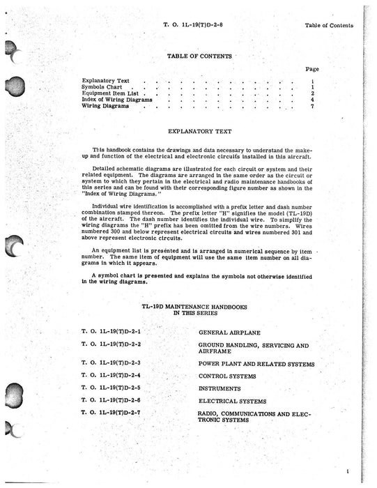 Cessna TL-19D Series 1957 Maintenance Instructions Wiring Diagrams (1L-19(T)D-2-8)