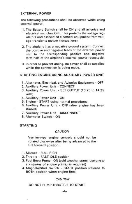 Beech B19 Sport Series Pilot's Checklist