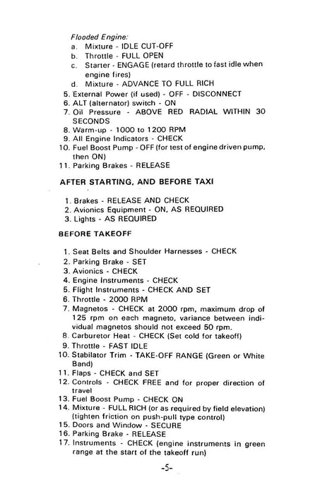 Beech B19 Sport Series Pilot's Checklist