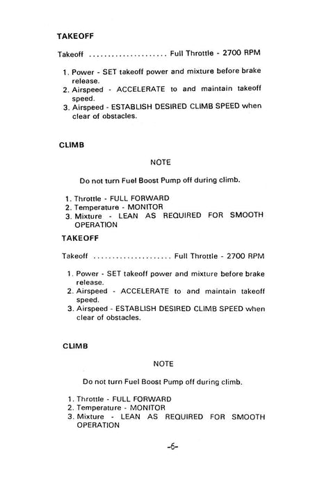 Beech B19 Sport Series Pilot's Checklist