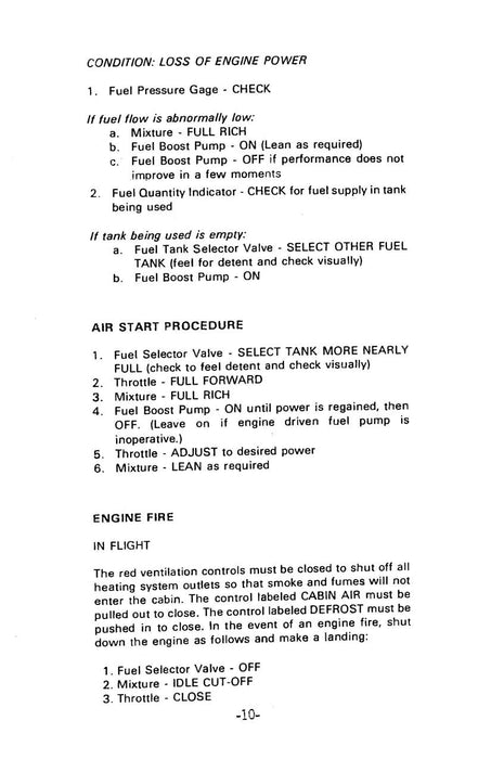 Beech B19 Sport Series Pilot's Checklist