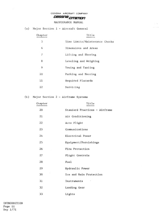 Cessna Citation 500 Series Maintenance Manual (2 Vol)