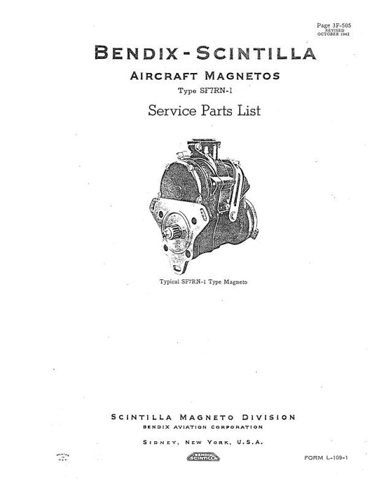 Bendix SF7RN Magnetos 1943 Service Manual (BXSF7SRN-143SC)