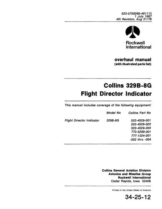 Collins 329B-8G 1967 Overhaul Manual (523-0759268-201)