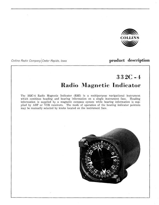 Collins 332C-4  Radio Magnetic Indicator Product Description (CL332C4-DESCRIP)
