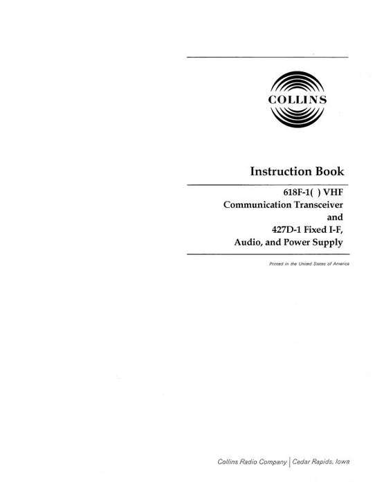 Collins 618F-1A,B,C,D Maintenance & Parts Manual (CL618FA,B-MP-C)