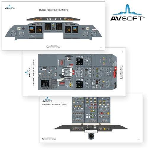 Avsoft CRJ-200 Cockpit Posters (Set of 3 Posters)