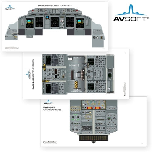 Avsoft Dash8Q-400 Cockpit Posters (Set of 3 Posters)
