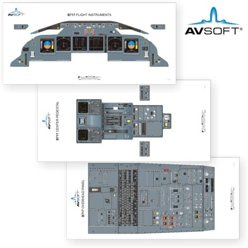 Avsoft B717 Cockpit Posters (Set of 3 Posters)