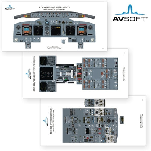 Avsoft B737-600-700-800 Cockpit Posters (Set of 3 Posters)