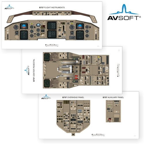 Avsoft B757-200 Cockpit Posters (Set of 3 Posters)