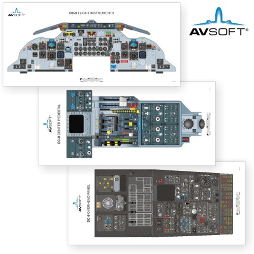 Avsoft DC-9 Cockpit Posters (Set of 3 Posters)