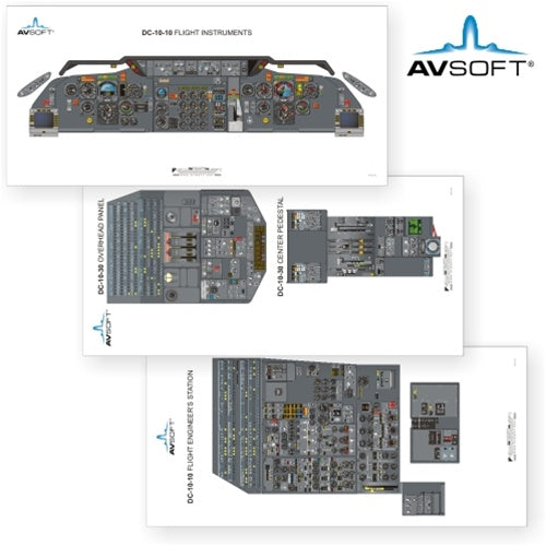 Avsoft DC-10-10  Cockpit Posters (Set of 3 Posters)
