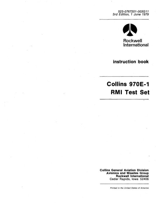 Collins 970E-1 RMI Test Set 1979 Instruction Book (523-0767201-003)