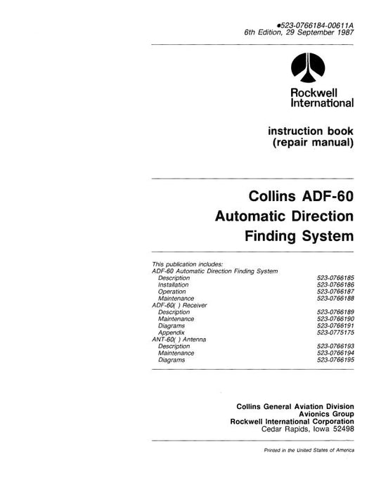 Collins ADF-60 1977 Instruction Book (523-0766184-002)