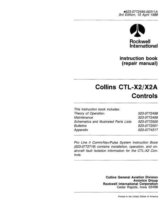 Collins CTL-X2-X2A Controls Instruction Book (523-0772495-003)