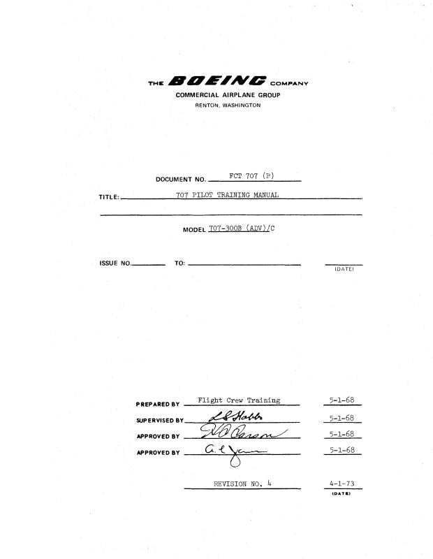 Boeing 707-300B Flight Training Manual — Essco Aircraft