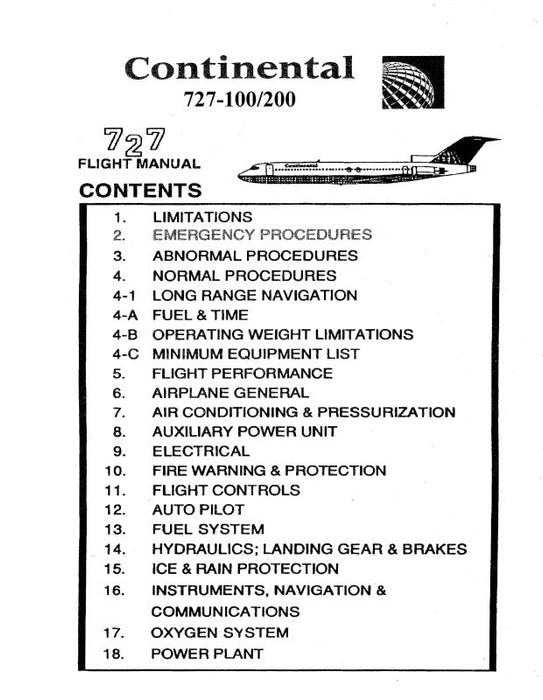 Continental Airlines 727-200 1985 Flight Manual (Continental Airlines)