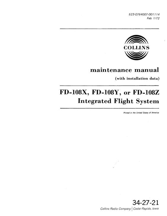 Collins FD-109G Integrated Flight System Maintenance Manual with Installation Data (523-0759331-001)