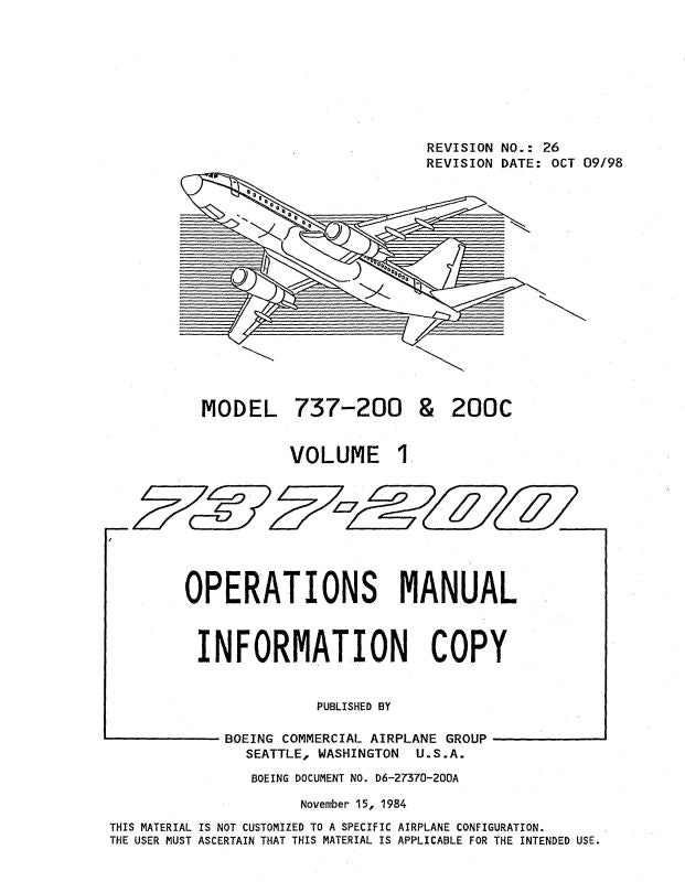 Boeing 737-300-400-500 Operations — Essco Aircraft
