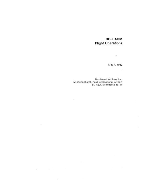 Northwest Airlines (DC-9) Operating Manual (Northwest Airlines)