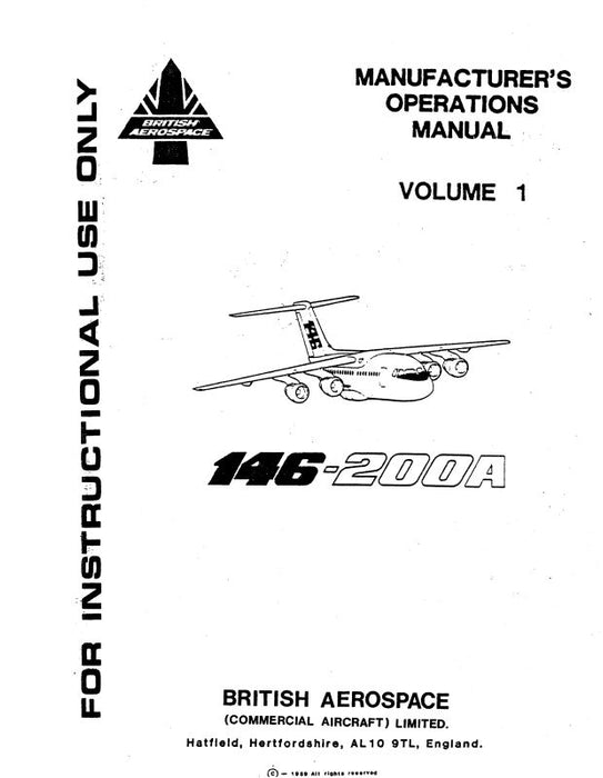 British Aerospace 146-200 Flight Operation Manual Manufacturer's Operations Manual