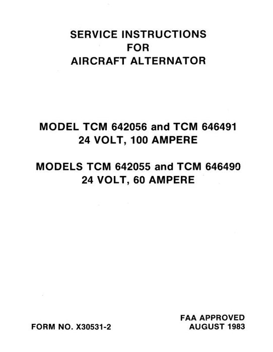 Continental TCM642056,646491 Alternator Maintenance Instructions (X30531-2)