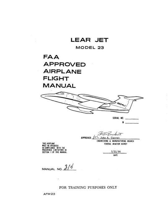 Learjet Model 23 1964 Flight Manual