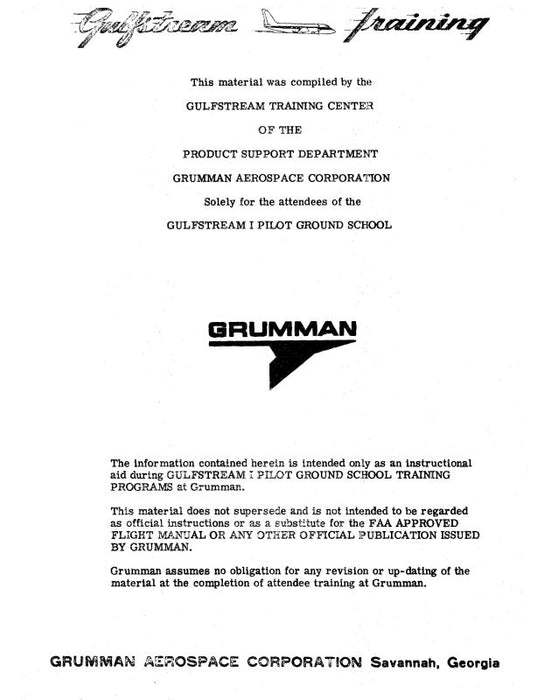 Grumman G-159 Gulfstream Training Manual