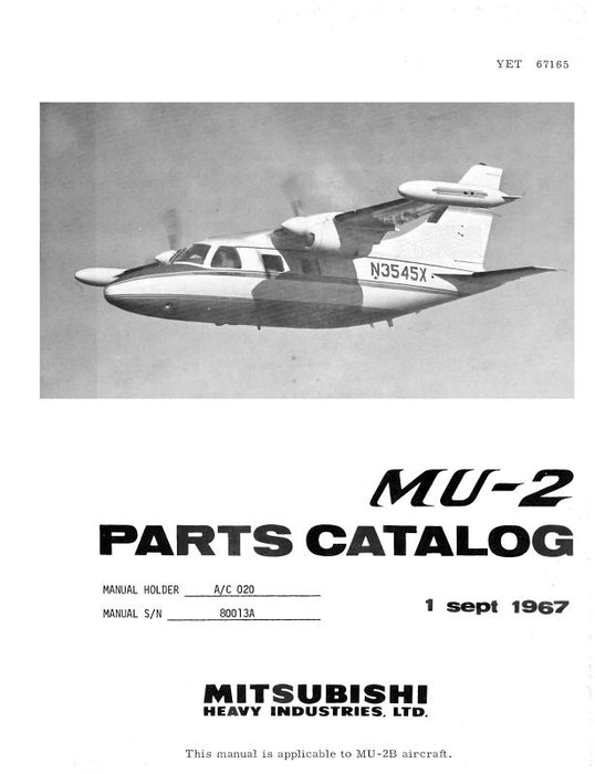 Mitsubishi Heavy Industries MU-2 Series Parts Catalog