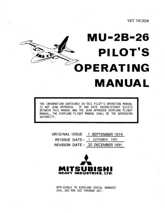 Mitsubishi Heavy Industries MU-2B-26 1974 Pilot's Operating Manual