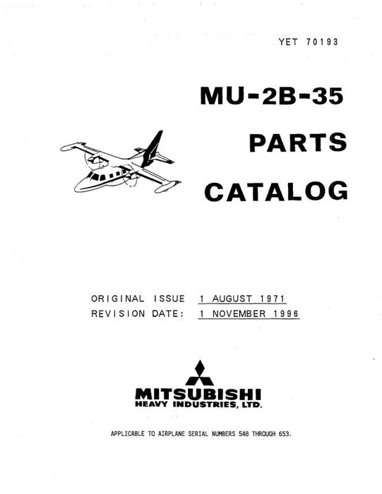 Mitsubishi Heavy Industries MU-2B-35 1971 Parts Catalog