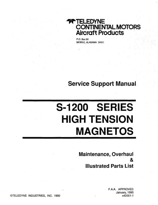 Continental S-1200 Series Magnetos 1990 Maintenance, Overhaul, Parts (X42001-1)