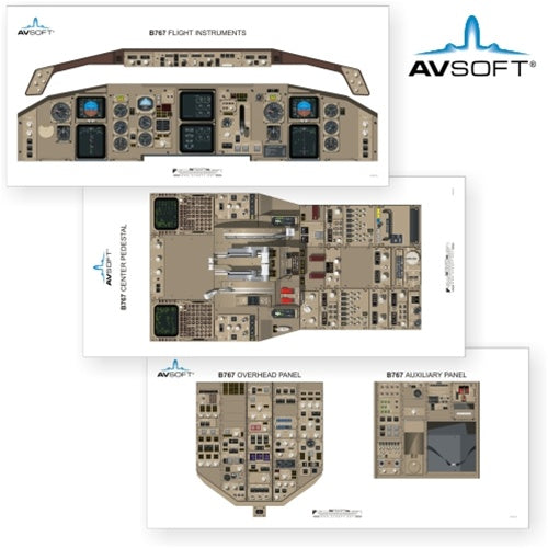 Avsoft B767-200 Cockpit Posters (Set of 3 Posters)