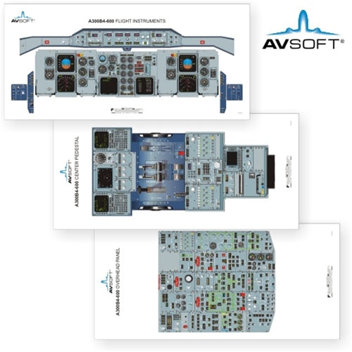 Avsoft A300-B4-600 Cockpit Posters (Set of 3 Posters)