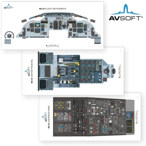 Avsoft MD-83 Cockpit Posters (Set of 3 Posters)