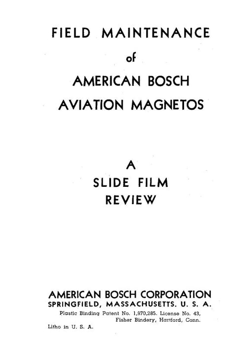 American Bosch American Bosch Magnetos Field Maintenance (A8MAGNETOS-M-C)