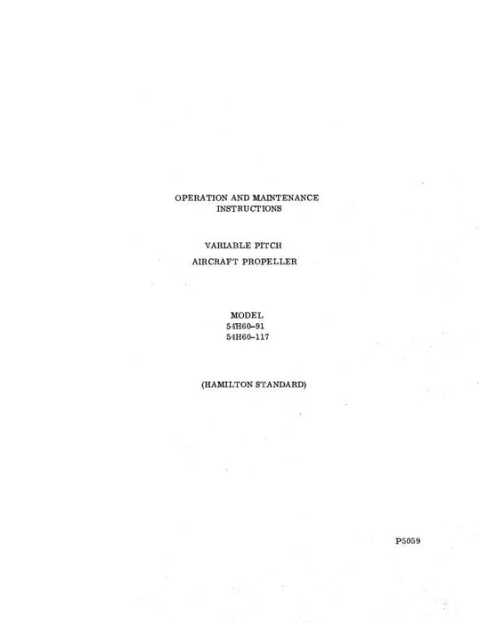 Hamilton Standard 54H60 Aircraft Propeller System Maintenance Manual (P5059)