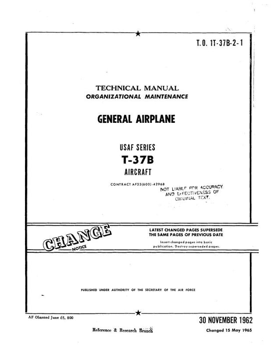 Cessna T-37B Series Maintenance Manual (1T-37B-2-1)