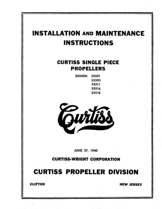 Curtiss-Wright Single Piece Propellers Installation & Maintenance Manual (CWSINGLEPIECEPROPS-c)