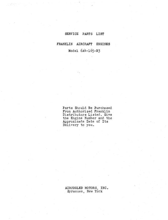 Franklin 6A4-165-B3 Parts List (FR6A4165B3PC)