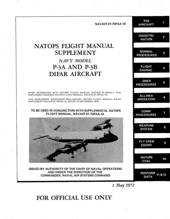 Lockheed P-3A, P-3B, P-3C 1997 Natops Flight Manual (01-75PAC-1-1997)